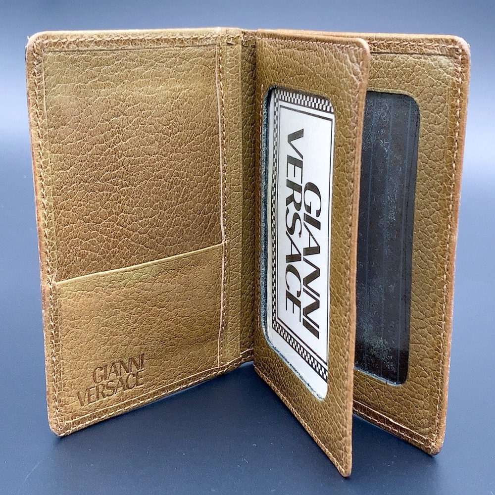 Gianni Versace Bi-fold Leather Card Case Wallet in Tan - Picture 4 of 9